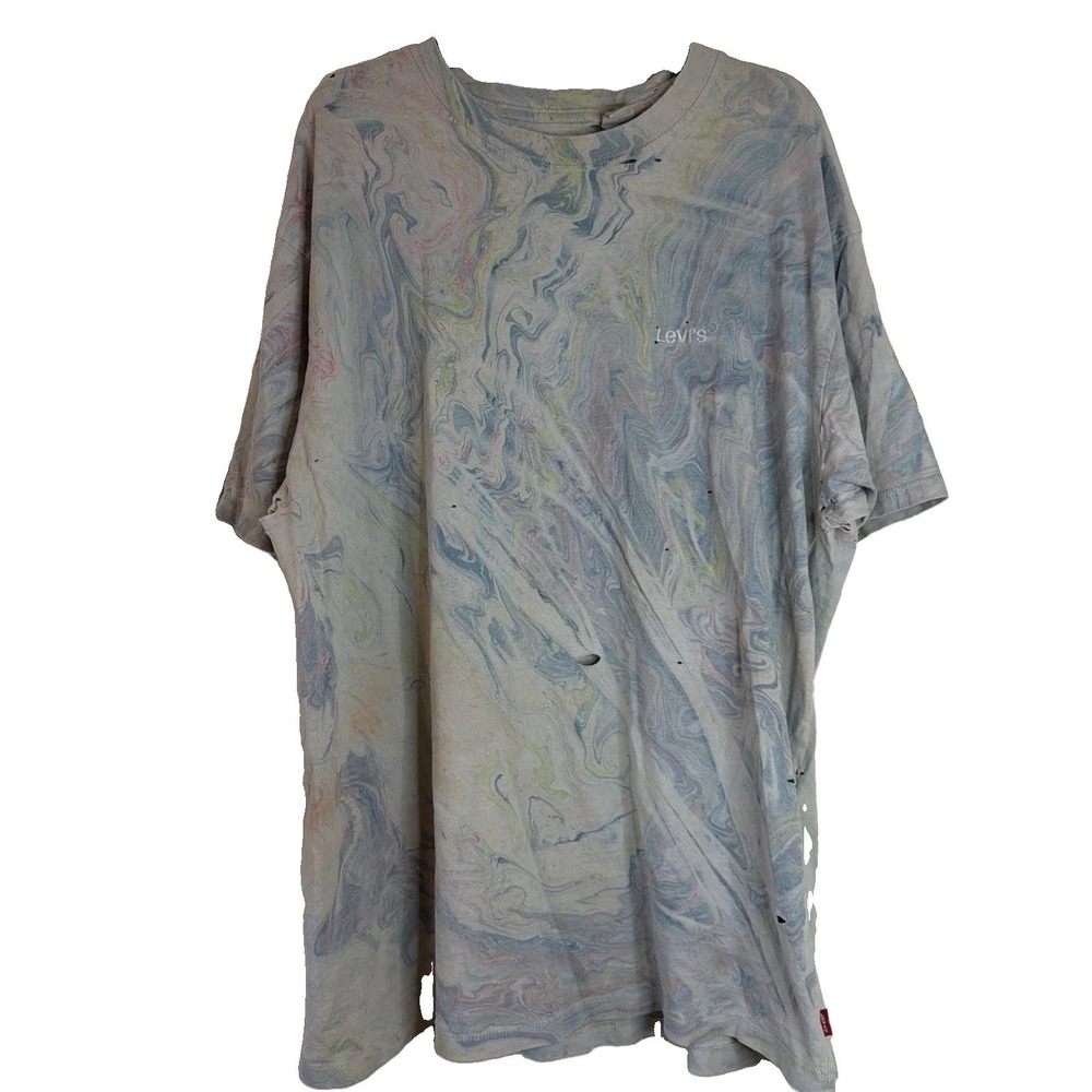 Levi's Vintage Pastel Marble Tie-Dye Relaxed Fit Distressed T-Shirt Stitch Logo
